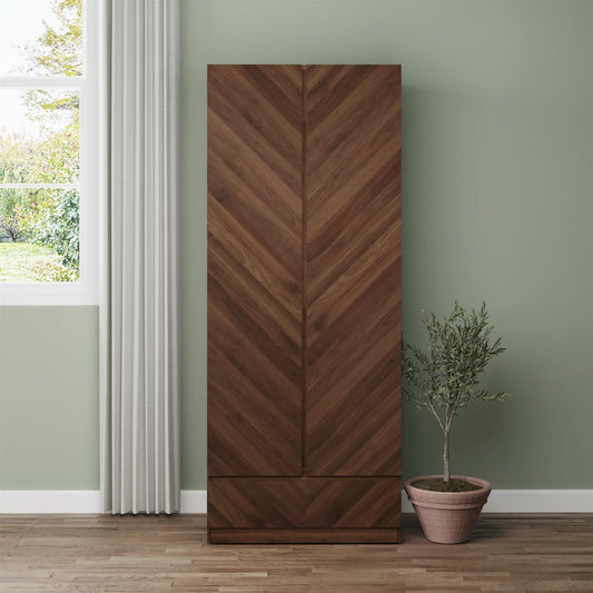 CATANIA 2 DOOR 1 DRAWER WARDROBE - ROYAL WALNUT