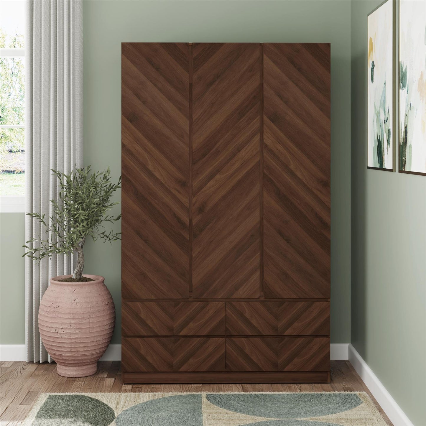 CATANIA 3 DOOR 4 DRAWER WARDROBE - ROYAL WALNUT