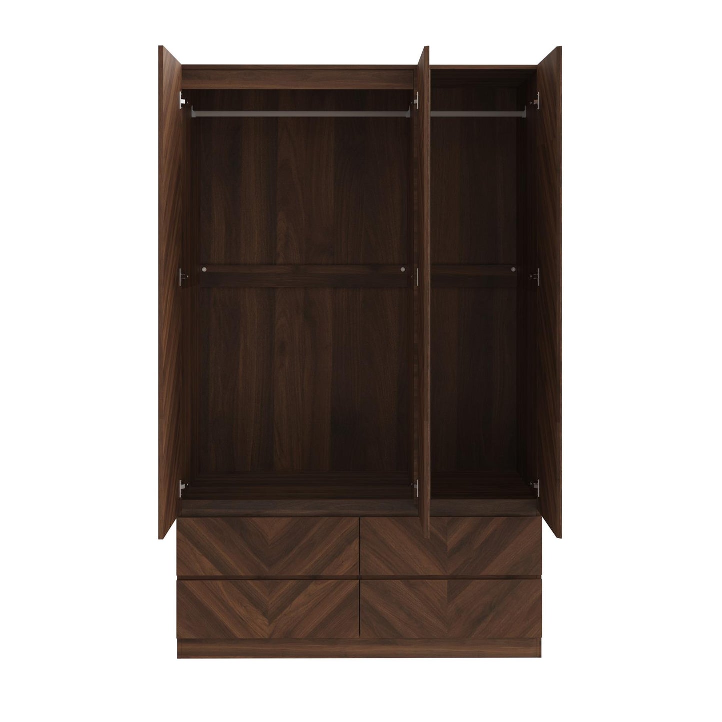 CATANIA 3 DOOR 4 DRAWER WARDROBE - ROYAL WALNUT