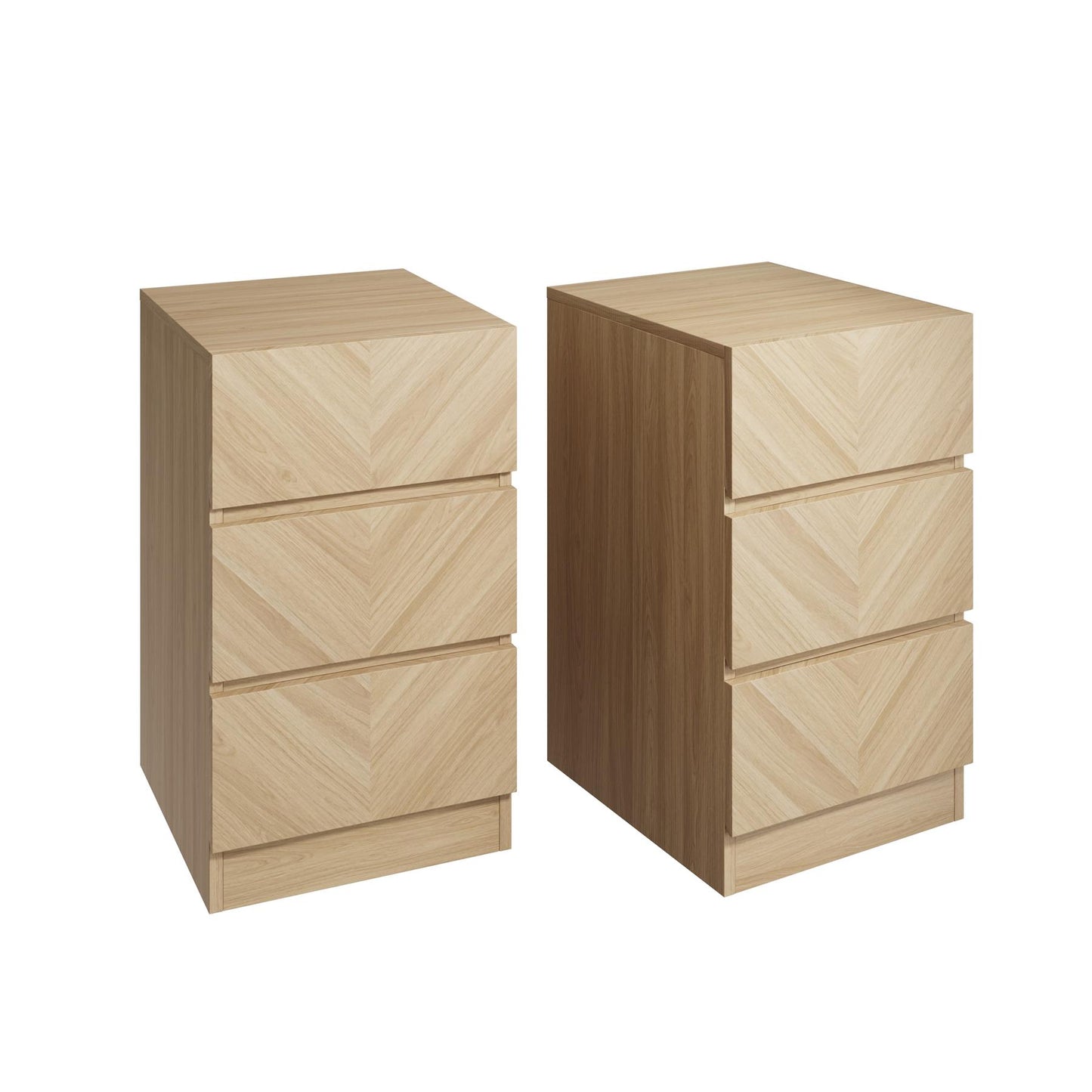 CATANIA PAIR OF 3-DRAWER BEDSIDE TABLE - EURO OAK