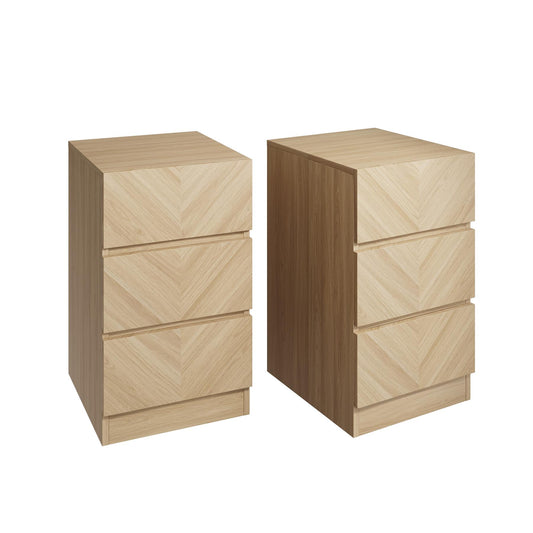 CATANIA PAIR OF 3-DRAWER BEDSIDE TABLE - EURO OAK