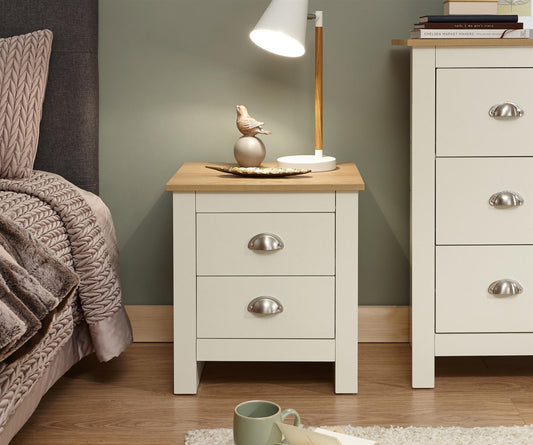 LANCASTER 2-DRAWER BEDSIDE TABLE - CREAM