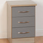 NEVADA 3-DRAWER BEDSIDE TABLE - GREY/LIGHT OAK