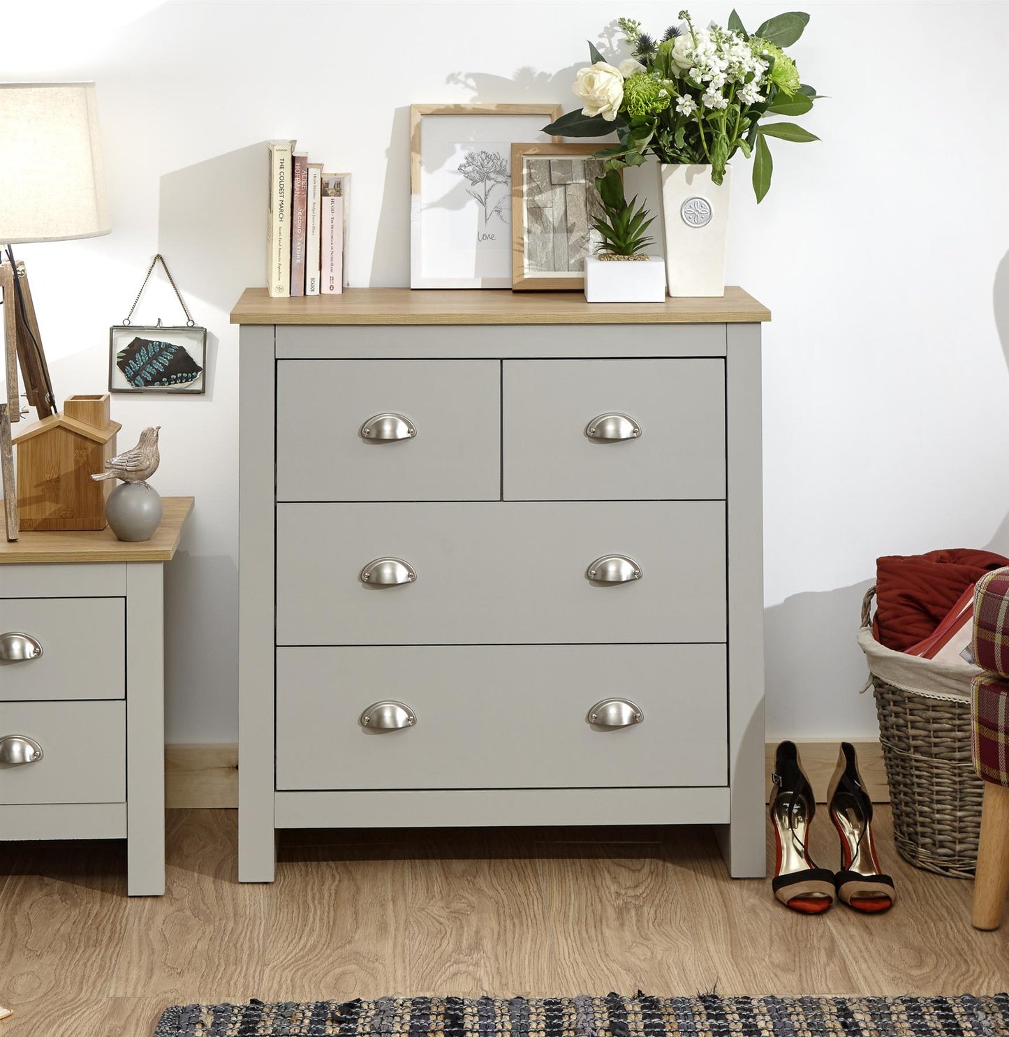 LANCASTER 2+2 DRAWER CHEST - GREY