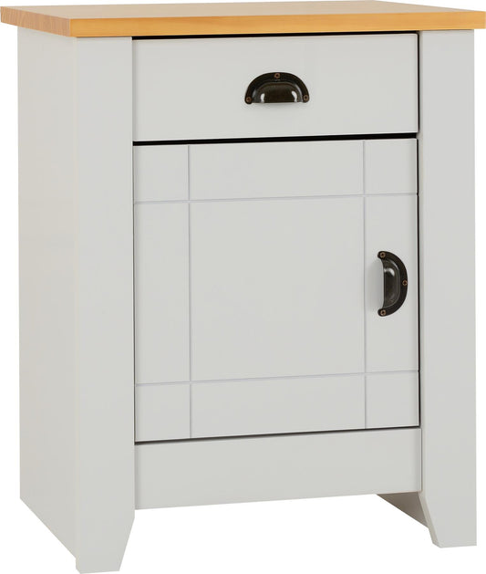 LUDLOW 1-DRAWER 1-DOOR BEDSIDE TABLE - GREY/OAK