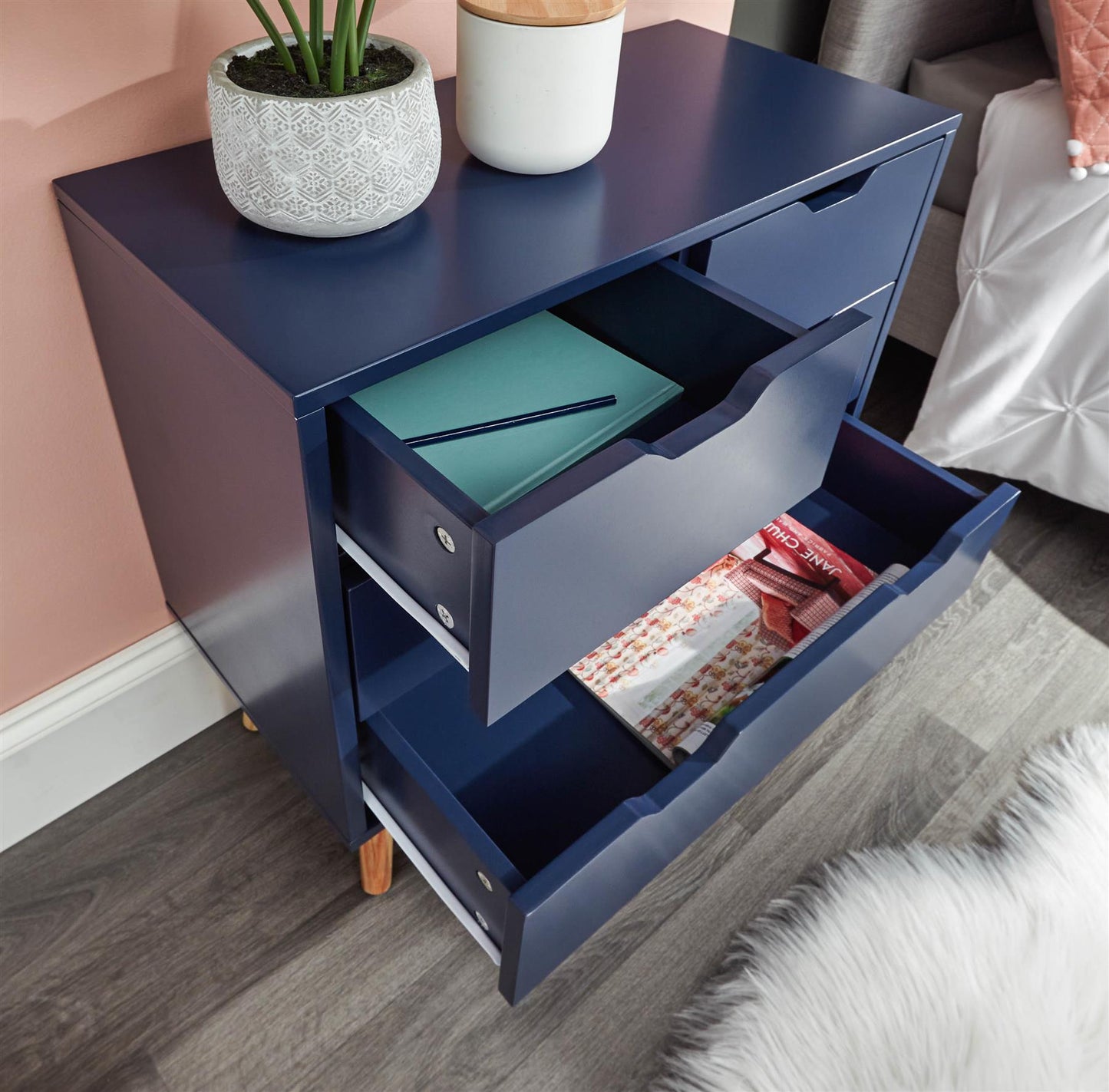 NYBORG 2+2 DRAWER CHEST - NIGHTSHADOW BLUE