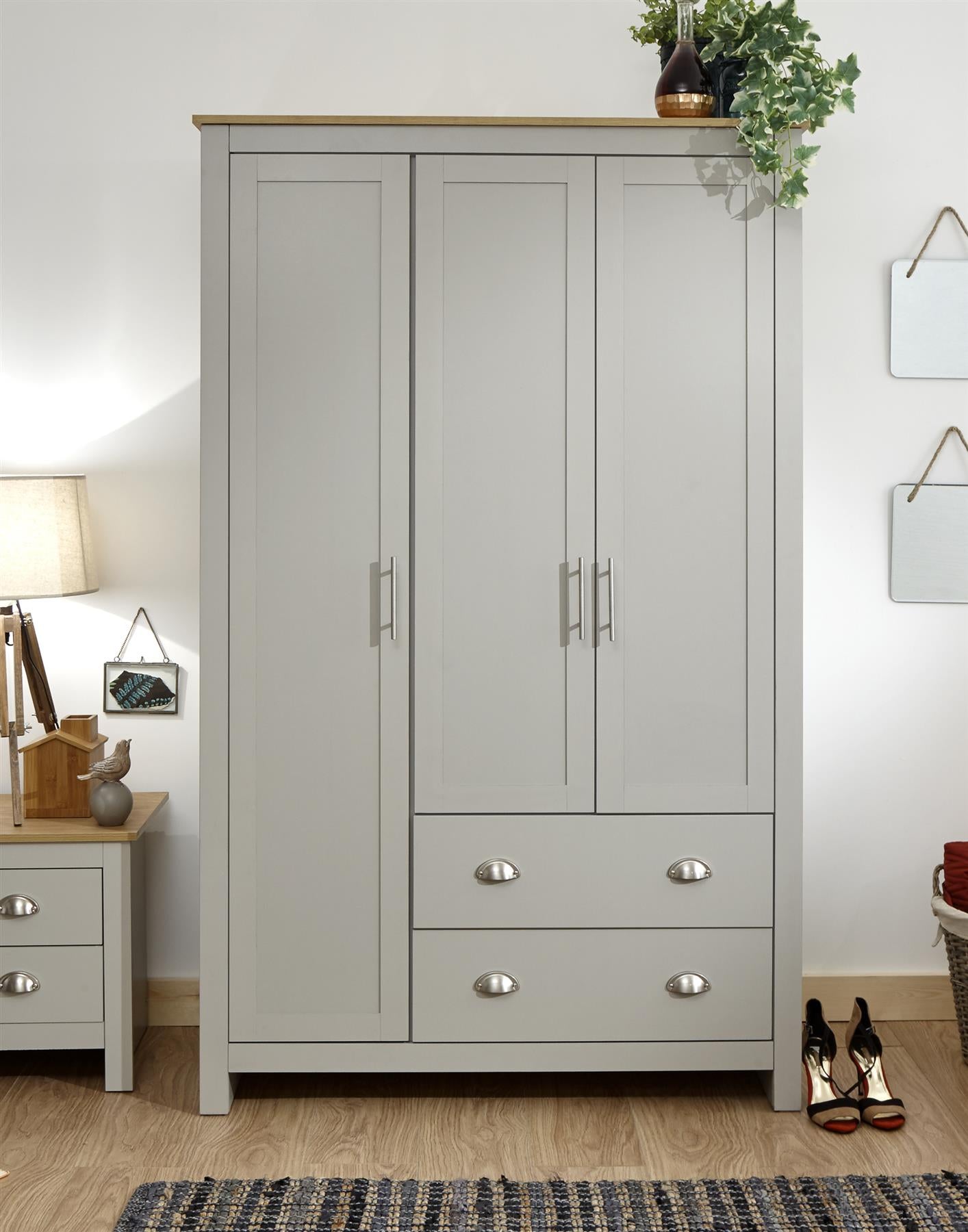 LANCASTER 3 DOOR WARDROBE - GREY