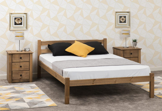 PANAMA WOODEN BED - 4FT6 DOUBLE - NATURAL WAX