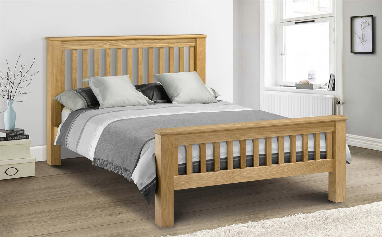 AMSTERDAM WOODEN BED - 6FT SUPER KING SIZE - LIGHT OAK