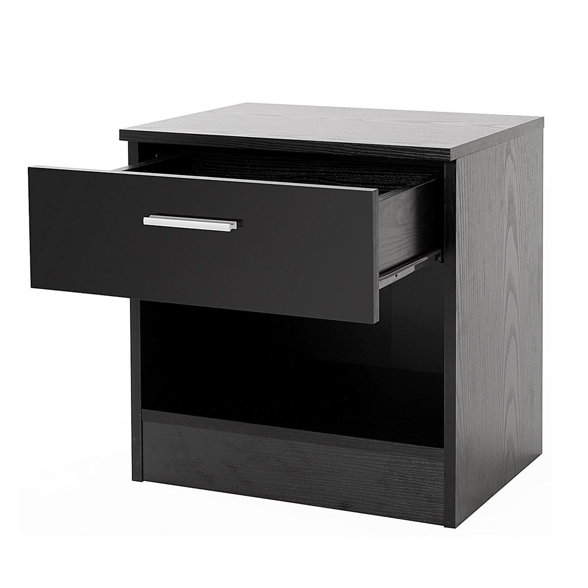 OTTAWA 1-DRAWER BEDSIDE TABLE - BLACK