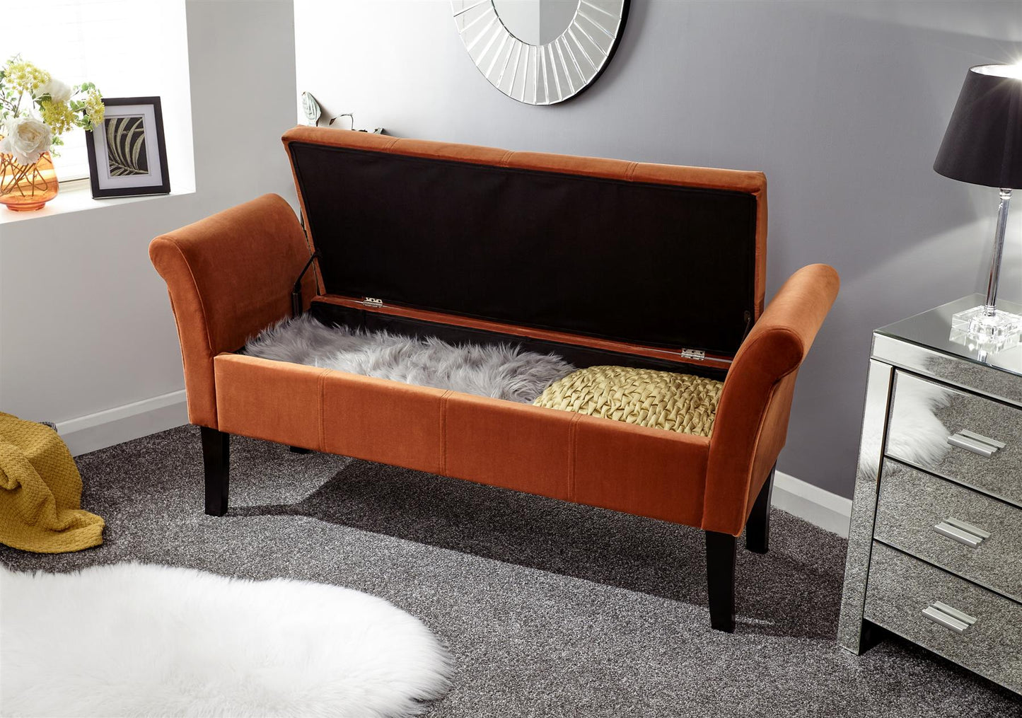 OSBOURNE STORAGE WINDOW SEAT - RUSSET