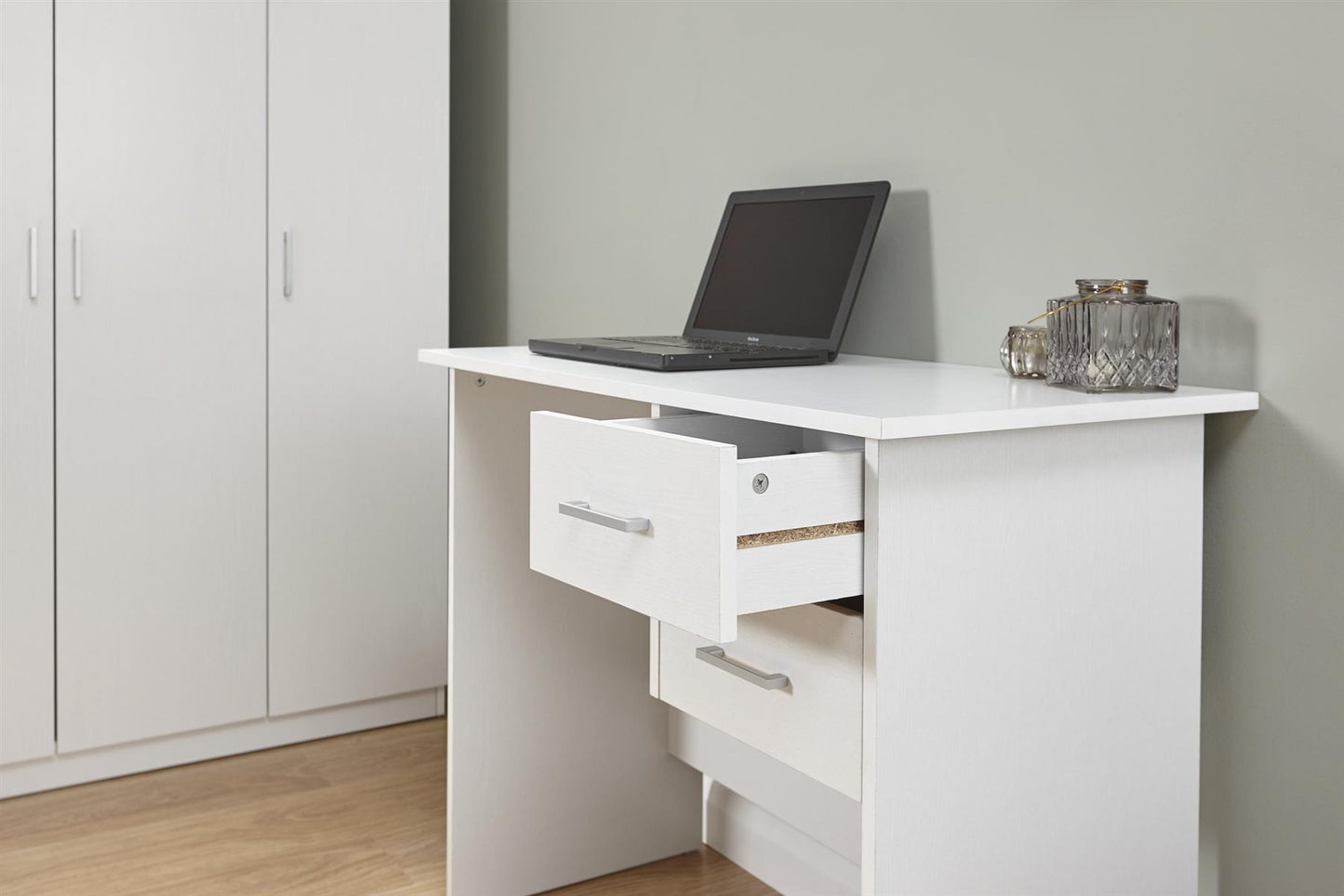 PANAMA 2 DRAWER DESK - WHITE