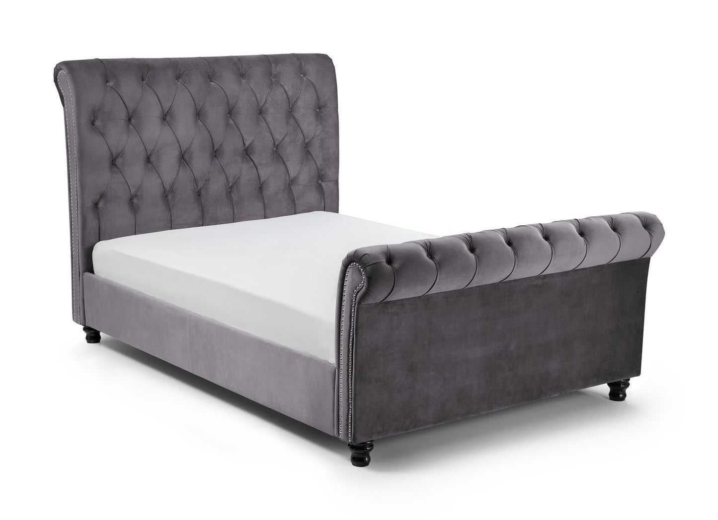 VALENTINO VELVET BED - 4FT6" DOUBLE - GREY