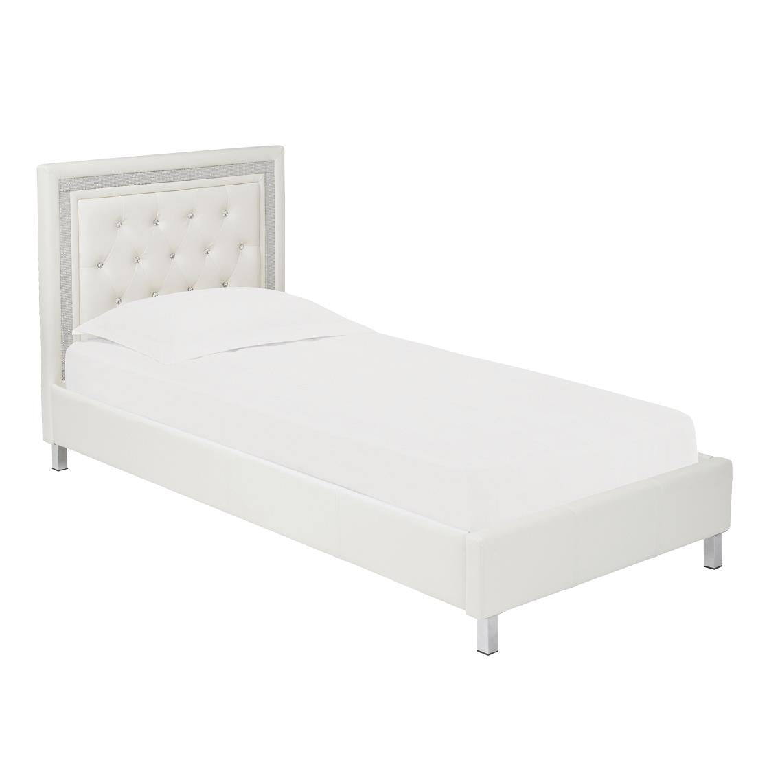 CRYSTALLE FAUX LEATHER BED - 3FT SINGLE - WHITE