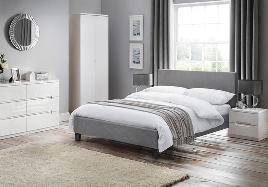 RIALTO LINEN FABRIC BED - 5FT KING SIZE - GREY