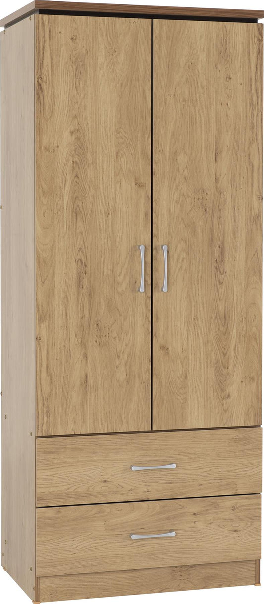 CHARLES 2 DOOR 2 DRAWER WARDROBE - OAK