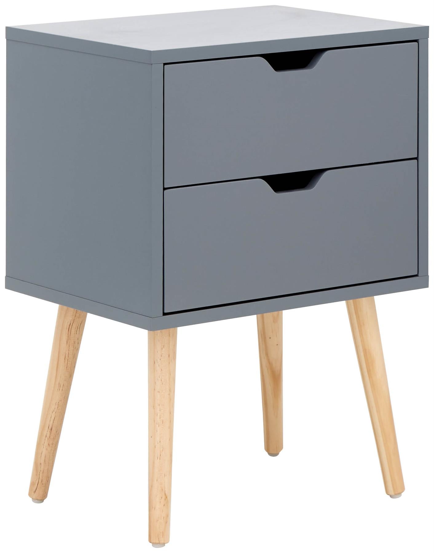 NYBORG 2-DRAWER BEDSIDE TABLE - DARK GREY