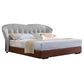 BROOKLYN LEATHER BED - 6FT SUPER KING SIZE - BROWN/LIGHT GREY