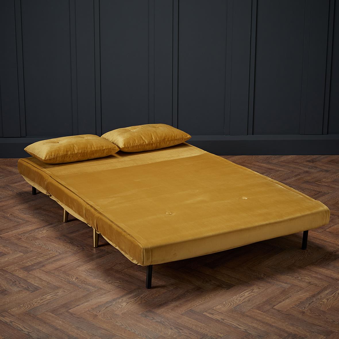 MADISON VELVET SOFA BED - MUSTARD