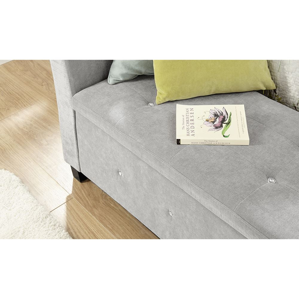 VERONA CHENILLE STORAGE WINDOW SEAT - SILVER