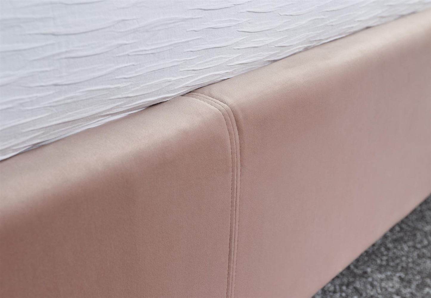 PETTINE VELVET END LIFT OTTOMAN BED - 4FT6 DOUBLE - BLUSH PINK