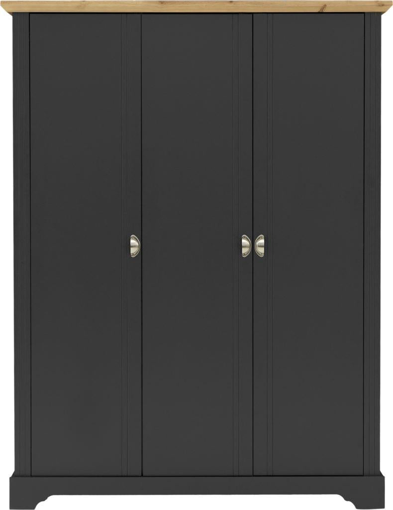 TOLEDO 3 DOOR WARDROBE - GREY/LIGHT OAK