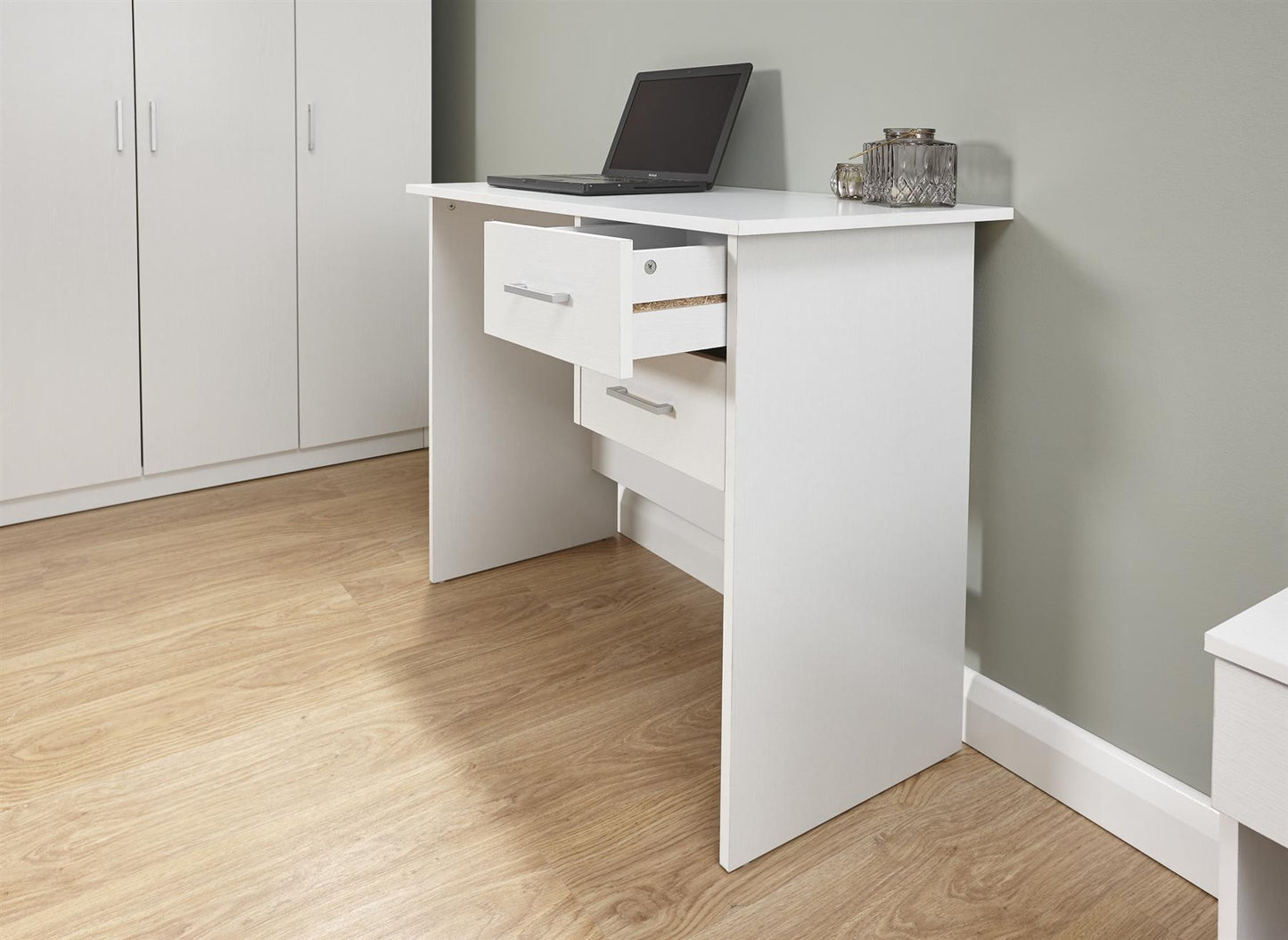 PANAMA 2 DRAWER DESK - WHITE