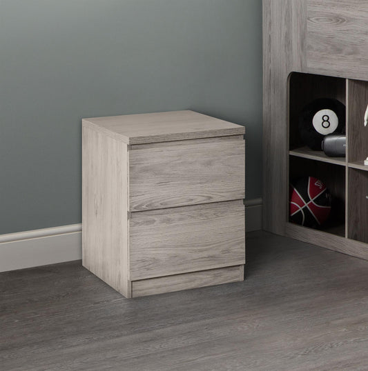 JUPITER 2-DRAWER BEDSIDE TABLE - GREY