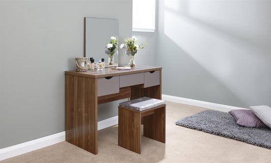 ELIZABETH DRESSING TABLE SET - WALNUT/GREY