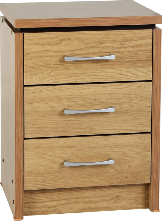 CHARLES 3-DRAWER BEDSIDE TABLE - OAK