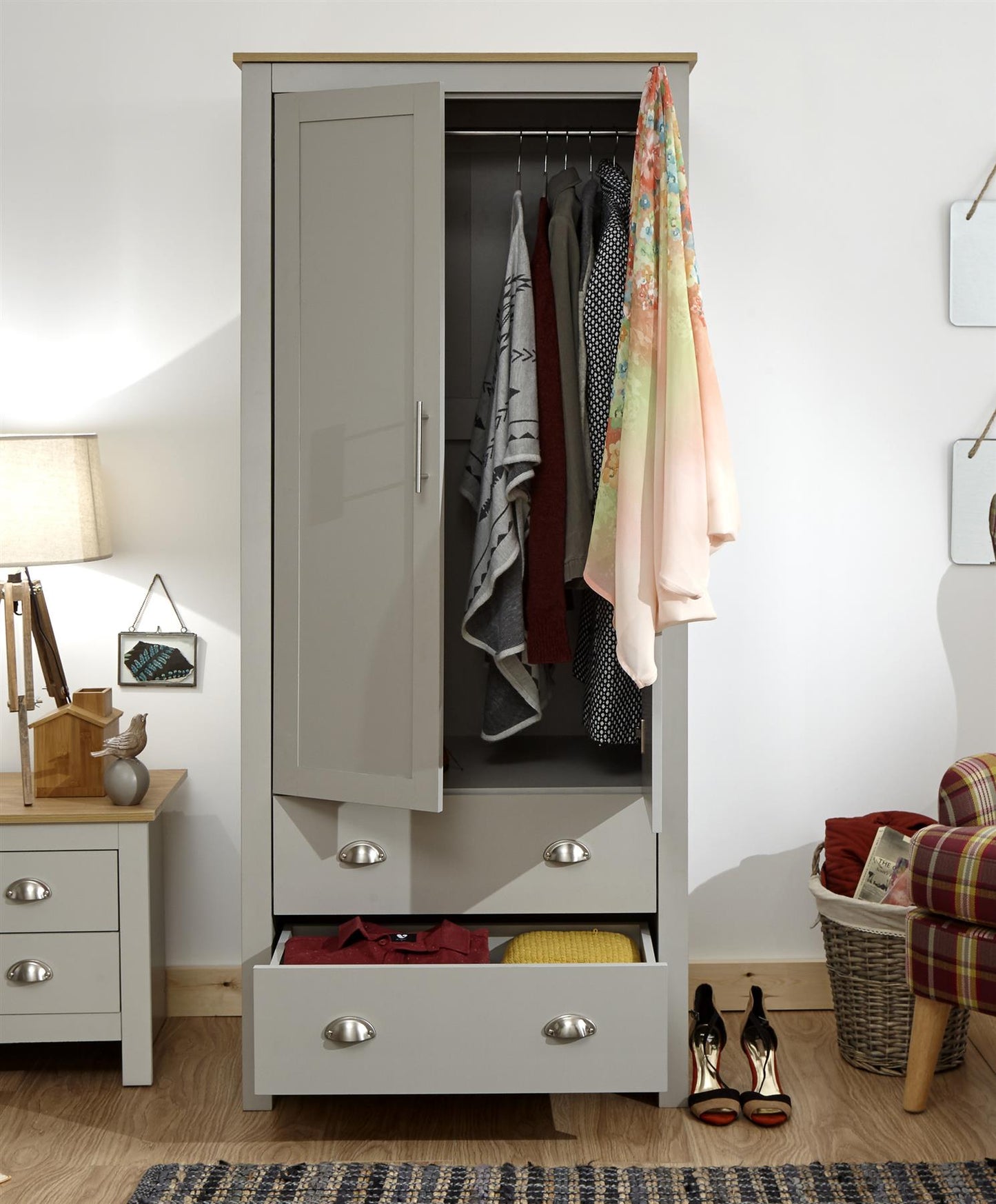 LANCASTER 2 DOOR WARDROBE - GREY