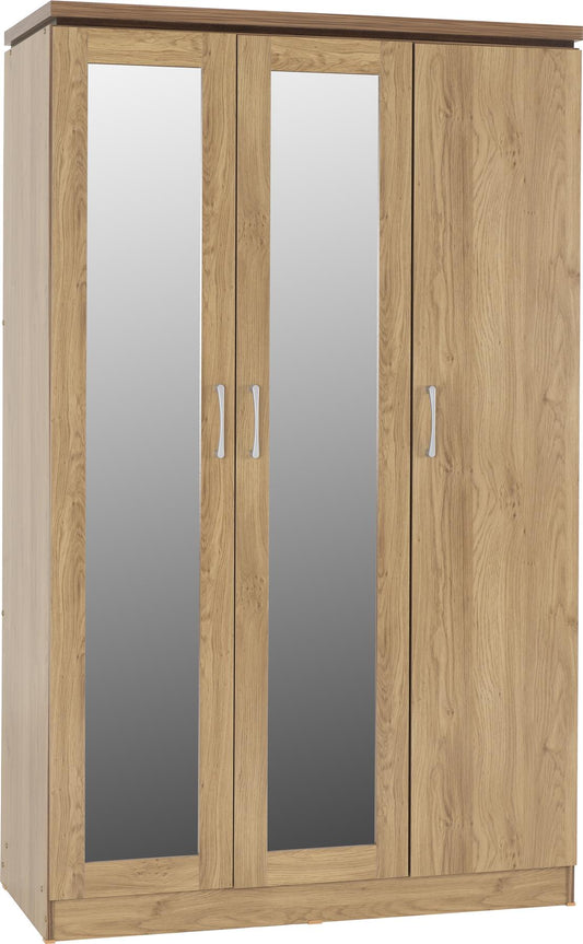 CHARLES 3 DOOR ALL HANGING WARDROBE - OAK