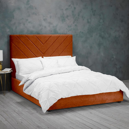 ISLINGTON VELVET BED - 4FT6 DOUBLE - ORANGE