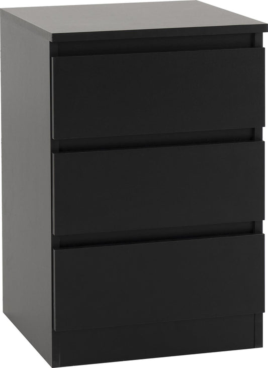 MALVERN 3-DRAWER BEDSIDE TABLE - BLACK