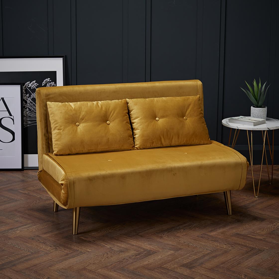 MADISON VELVET SOFA BED - MUSTARD