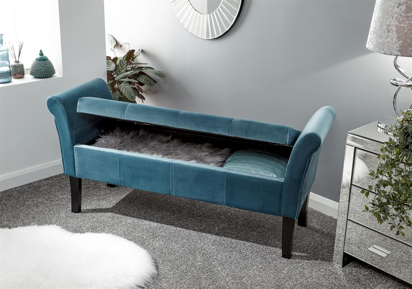 OSBOURNE STORAGE WINDOW SEAT - TEAL