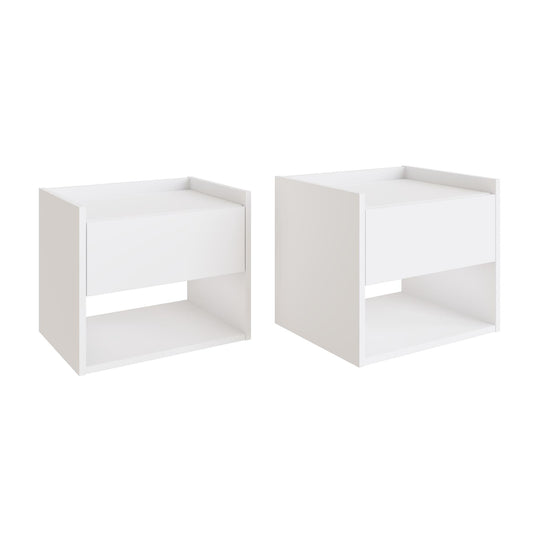 PAIR OF HARMONY WALL MOUNTED BEDSIDE TABLES - WHITE