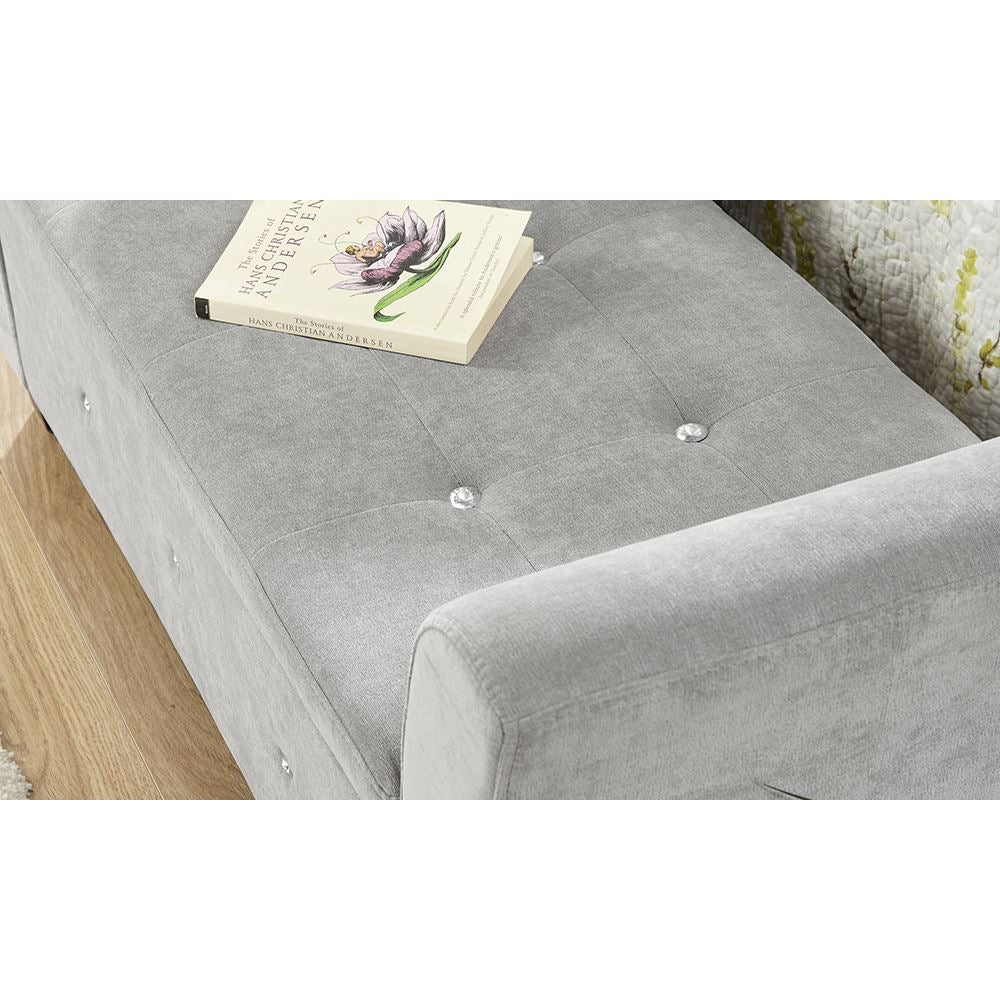 VERONA CHENILLE STORAGE WINDOW SEAT - SILVER