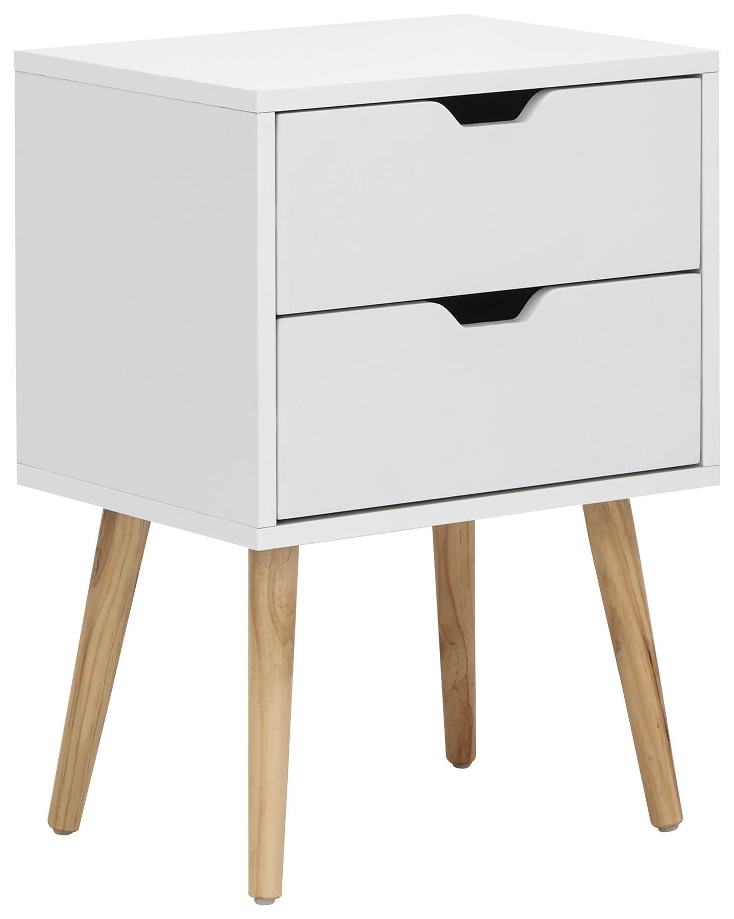 PAIR OF NYBORG 2-DRAWER BEDSIDE TABLES - WHITE