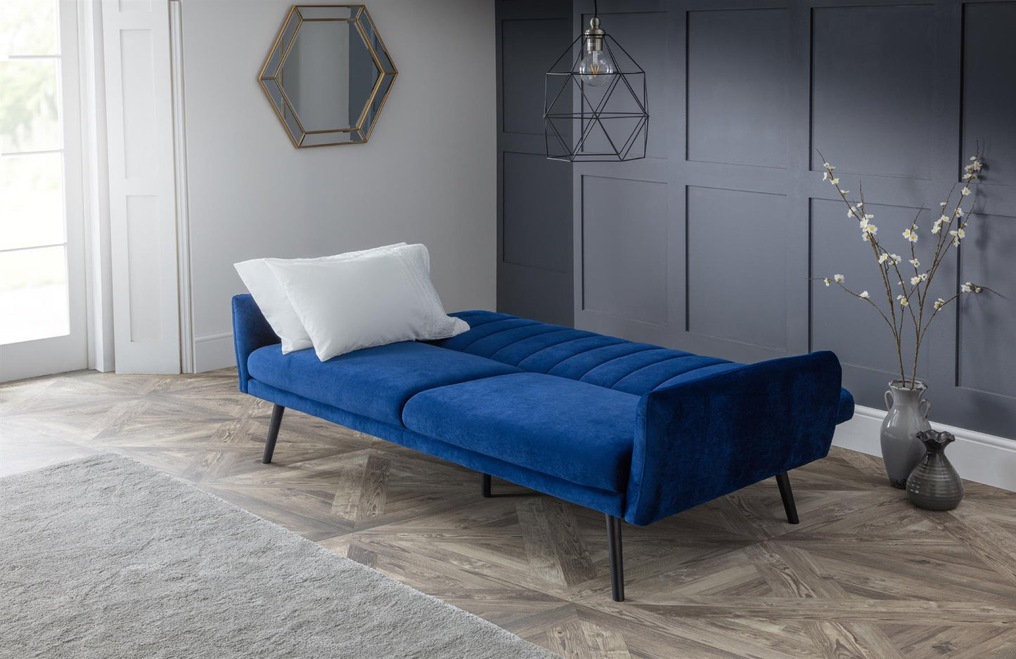 AFINA VELVET SOFA BED - BLUE