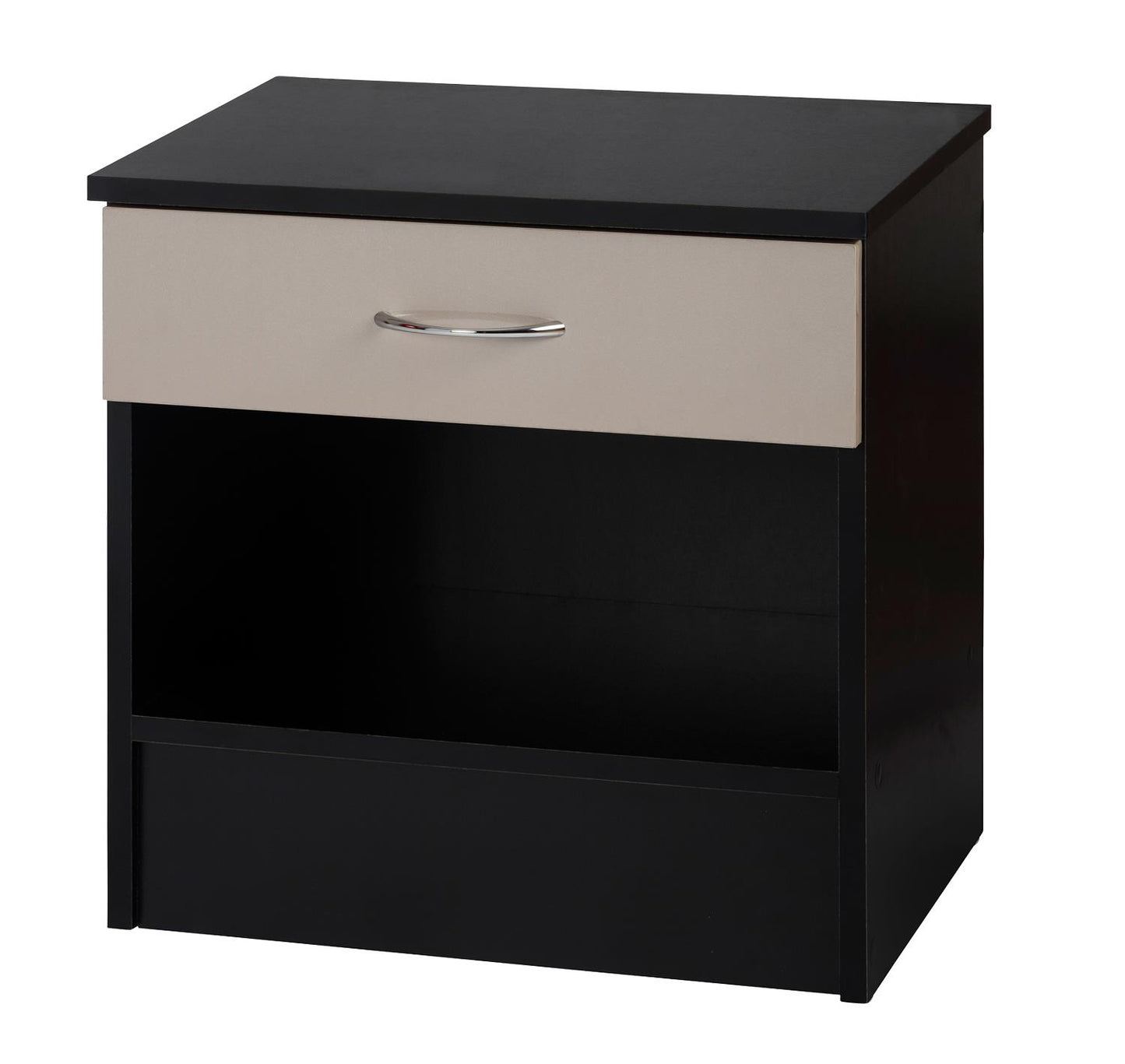 ALPHA 1-DRAWER BEDSIDE TABLE - LUXE STONE GREY/BLACK