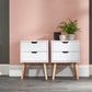 PAIR OF NYBORG 2-DRAWER BEDSIDE TABLES - WHITE