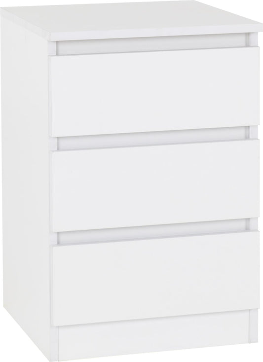 MALVERN 3-DRAWER BEDSIDE TABLE - WHITE