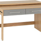 SEVILLE 2 DRAWER SLIDER DESK - GREY/LIGHT OAK