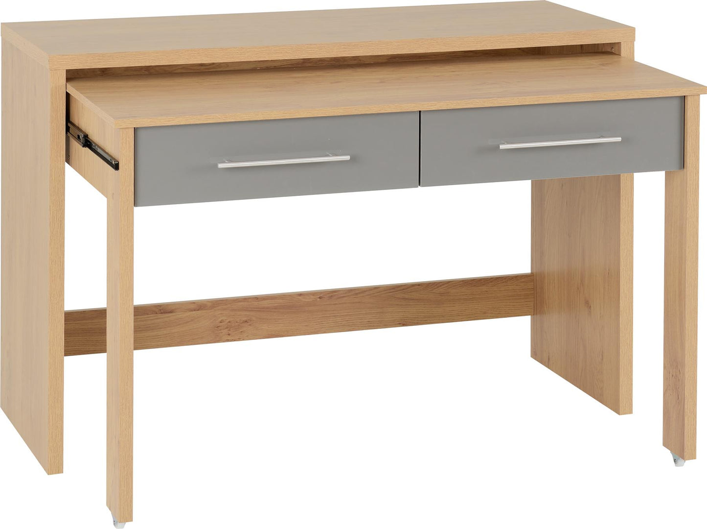 SEVILLE 2 DRAWER SLIDER DESK - GREY/LIGHT OAK