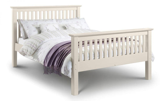 BARCELONA WOODEN BED - 4FT6" DOUBLE - STONE WHITE