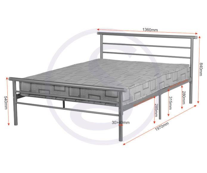 ORION METAL BED - 4FT SMALL DOUBLE - SILVER