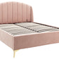 PETTINE VELVET END LIFT OTTOMAN BED - 5FT KING SIZE - BLUSH PINK