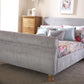 CHICAGO CHENILLE FABRIC SLEIGH BED - 4FT6" DOUBLE - SILVER