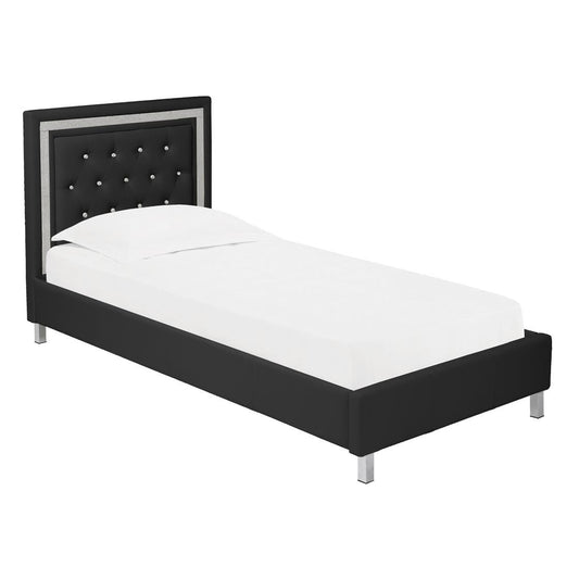 CRYSTALLE FAUX LEATHER BED - 3FT SINGLE - BLACK